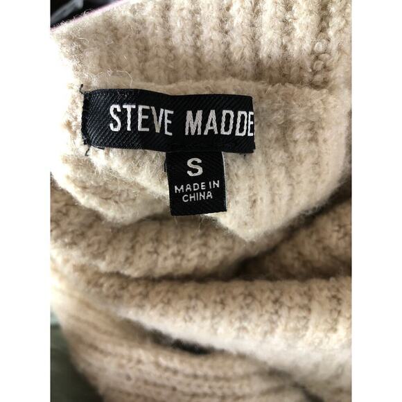 Steve Madden Abbie Sweater Dress Knit Turtleneck Long Sleeve Mini Oatmeal Small - Picture 7 of 11